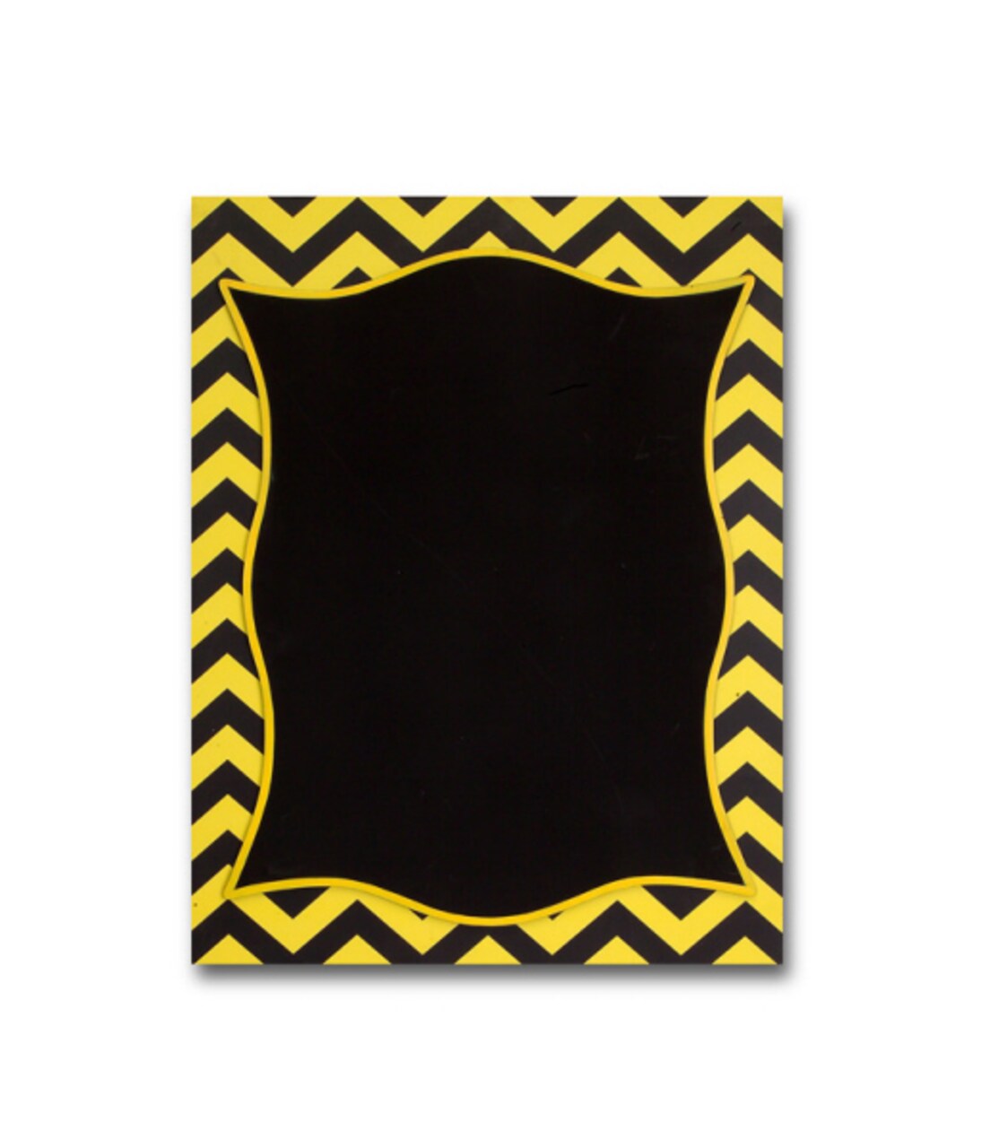 Melrose Fancy Fair Wall Mounted Lemon Yellow and Black Chevron Chalkboard 20"